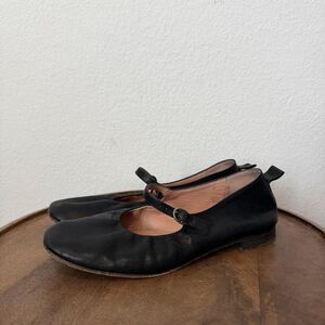 Either/Or The Mary Jane Leather Flats Black Square Toe Women’s 10